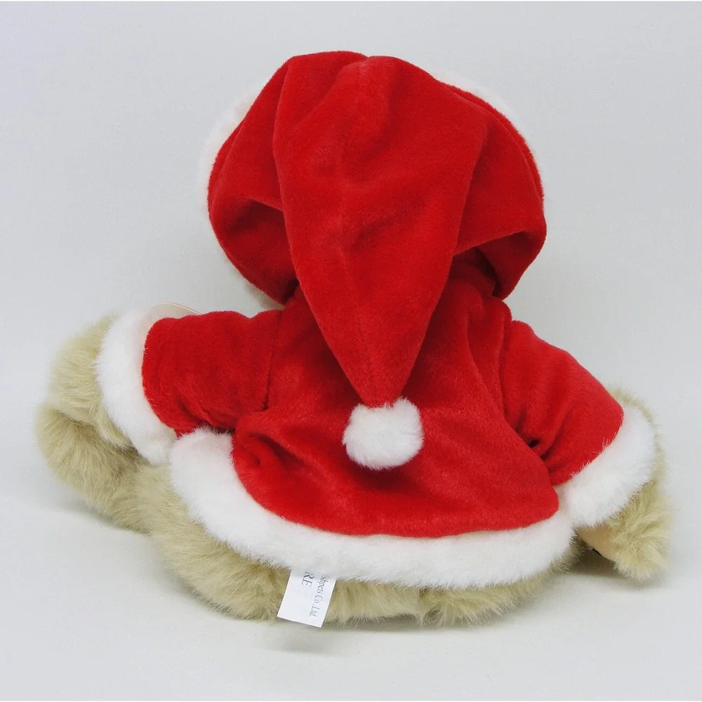1997 WishPets Theodore Bear Christmas Santa Outfit 12 Inch Beige Vintage Teddy